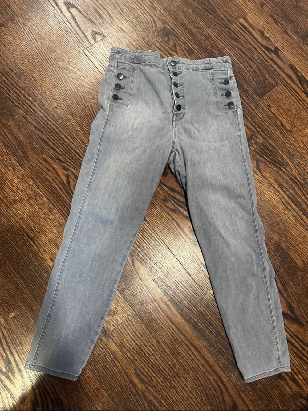 J Brand, Natasha Style, High-Rise Button-Front Jeans in Gray, Size 30